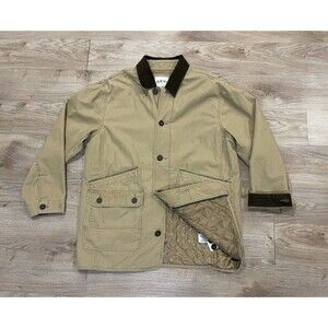 Orvis Barn Coat Mens Large Brown Chore Jacket Quilt Lined Corduroy Trim 214849